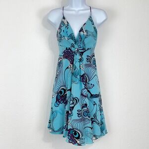 Vintage Marciano Y2K Babydoll Mermaid Fairy Silk Mini Slip Dress Sz Small Blue